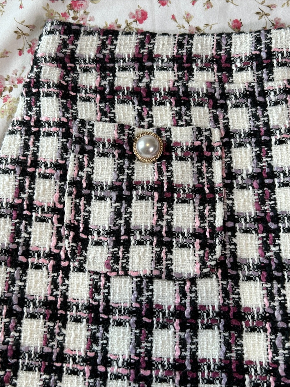 Maison d'Amélie pink tweed classic mini skirt 6 - Picture 2 of 7